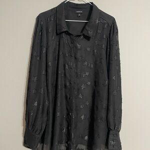 Torrid Black Sheer Star Pattern Blouse 4